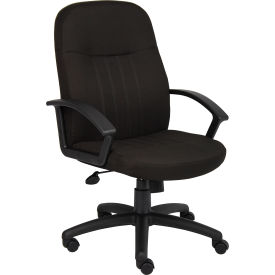 Boss Managers Office Chair with Arms - Fabric - Mid Back - Black
