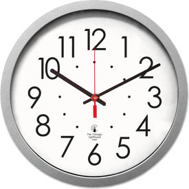 Chicago Lighthouse Silver Contemporary Clock 14.5"" Overall Diameter Silver Case 1 AA