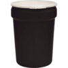 Eagle Black Plastic Lab Pack Drum 1601BLK with Plastic Lever Lock & Lid - Open Head - 30 Gallon
