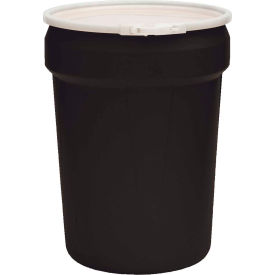 Eagle Black Plastic Lab Pack Drum 1601BLK with Plastic Lever Lock & Lid - Open Head - 30 Gallon