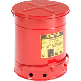 Justrite 10 Gallon Oily Waste Can Red - 09300
