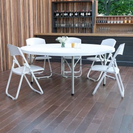 Flash Furniture 6"" Round Fold-In-Half Plastic Table White