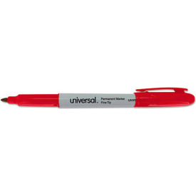 Universal Pen Style Permanent Markers Fine Point Red Dozen
