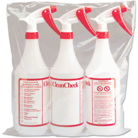 Boardwalk® 32 oz. Trigger Spray Bottle Clear/Red HDPE Plastic 3/Pack