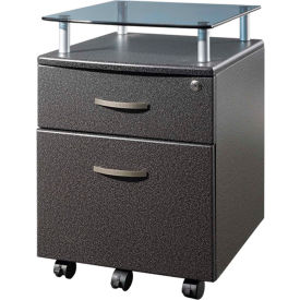Techni Mobili Rolling Glass Top File Cabinet 14""W x 18""D x 24""H Graphite