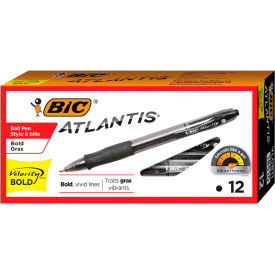 BIC® Velocity Atlantis Bold Retractable Ballpoint Pen 1.6mm Black Ink Smoke Barrel Dozen