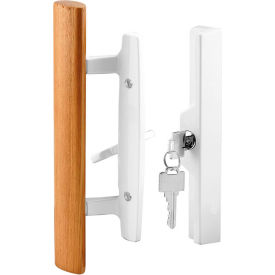 Prime-Line C 1316 Sliding Door Handle Set Wood Handle White Diecast Keyed