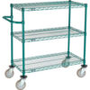 Nexel® 3 Shelf Cart Poly-Green® 36""L x 18""W x 40""H Polyurethane Swivel Casters