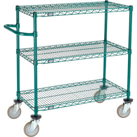 Nexel® 3 Shelf Cart Poly-Green® 36""L x 18""W x 40""H Polyurethane Swivel Casters