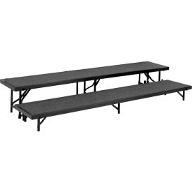 2 Level Straight Riser with Carpet - 96""L x 18""W - 8""H & 16""H - Black