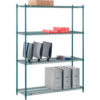 Nexel® 4 Shelf Poly-Green® Wire Shelving Unit Starter 54""W x 14""D x 74""H