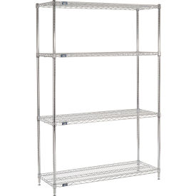 Nexel® 4 Shelf Chrome Wire Shelving Unit Starter 48""W x 18""D x 74""H