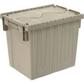 Global Industrial™ Plastic Attached Lid Shipping & Storage Container 18""L x 13""W x 15""H Gray