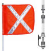 8' Heavy Duty Split Pole Warning Whip w/o Light 12""x11"" Orange w/ X Rectangle Flag