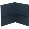 Universal Two-Pocket Portfolio Embossed Leather Grain Paper Dark Blue 25/Box
