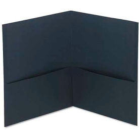 Universal Two-Pocket Portfolio Embossed Leather Grain Paper Dark Blue 25/Box