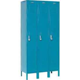 Global Industrial™ Paramount® 1-Tier 3 Door Locker 36""W x 18""D x 78""H Blue Assembled
