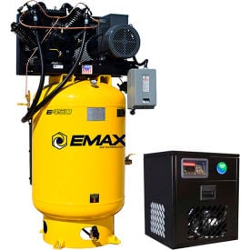 EMAX Silent Air 10 HP 1-Phase 80 Gallon Vertical Air Compressor w/58 CFM Dryer Bundle