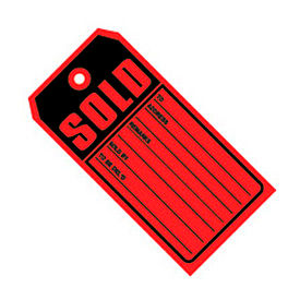 Global Industrial ""Sold"" Tag #5 4-3/4""L x 2-3/8""W Red 1000/Pack