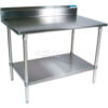 BK Resources 430 Stainless Steel Table 48 x 24"" Undershelf 5"" Backsplash 18 Gauge