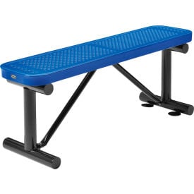 Global Industrial™ 4' Outdoor Steel Flat Bench Perforated Metal Blue