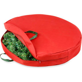 Holiday 30"" Zipper Canvas Wreath Storage Red/Pine Green