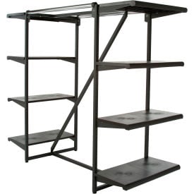 Double Hangrail Frame w/ 8-24"" Black Shelves 1"" Square Tubing - Matte Black Frame