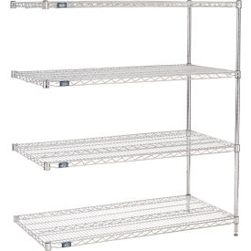 Nexel® 4 Shelf Stainless Steel Wire Shelving Unit Add On 54""W x 14""D x 54""H