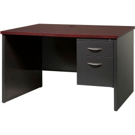 Hirsh Industries® Modular Steel Desk - Single Right Pedestal - 48 x 30 - Charcoal/Mahogany