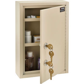 Global Industrial Medical Security Cabinet w/Double Key Locks 8""W x 2-5/8""D x 12-1/8""H Beige