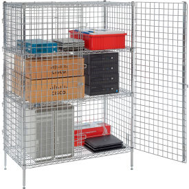 Nexel® 1-Tier 2 Door Security Wire Shelving Unit 2 Shelf 60""Wx24""Dx66""H Chrome Unassembled