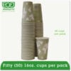 Eco-Products® World Art Renewable Resource Hot Cups 16 oz Seafoam Green 50/Pack