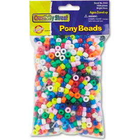 Chenille Kraft 3552 Pony Beads Plastic 6mm x 9mm Assorted Colors 1000/Pack