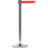 Global Industrial™ Retractable Belt Barrier 40"" Stainless Steel Post 10' Red Belt