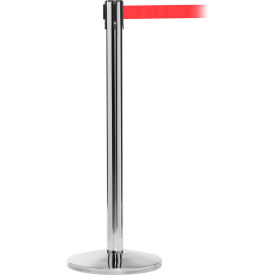 Global Industrial™ Retractable Belt Barrier 40"" Stainless Steel Post 10' Red Belt