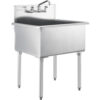 Global Industrial™ Stainless Steel Utility Sink w/Faucet 24"" x 24"" x 14"" Deep Non-NSF