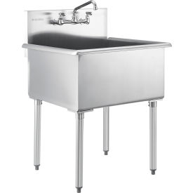 Global Industrial™ Stainless Steel Utility Sink w/Faucet 24"" x 24"" x 14"" Deep Non-NSF