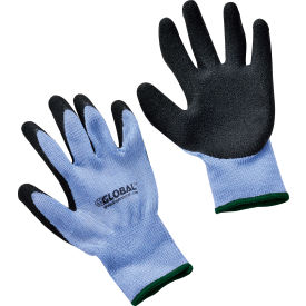 Global Industrial™ Crinkle Latex Coated Gloves Polyester Knit Black/Blue Medium 1 Pair