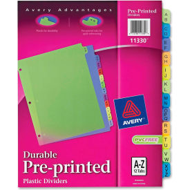 Avery Preprinted Plastic Divider Printed A to Z 8.5""x11"" 12 Tabs Yellow/Assorted
