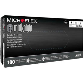 Ansell MidKnight® MK-296 Nitrile Powder Free Disposable Gloves 4.7 Mil Black XL 100/Box
