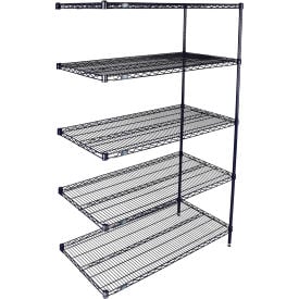 Nexel® 5 Shelf Nexelon® Blue Wire Shelving Unit Add On 72""W x 18""D x 86""H