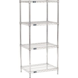Nexel® 4 Shelf Chrome Wire Shelving Unit Starter 24""W x 18""D x 63""H