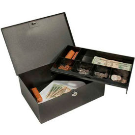Barska Cash Box With Tray With Keyed Lock CB11792 11-1/2"" x 7-3/4"" x 4-3/8"" Dark Gray