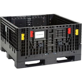 Global Industrial™ Folding Bulk Shipping Container 48""Lx45""Wx25""H 1500 Lb. Capacity Black