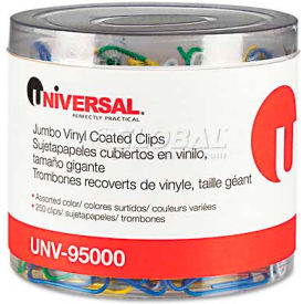 Universal® One Paper Clips Vinyl Coated Wire Jumbo Assorted Colors 250/Pack