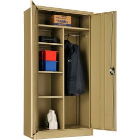 Global Industrial™ Combination Storage Cabinet 36""W x 18""D x 72""H Tan Unassembled