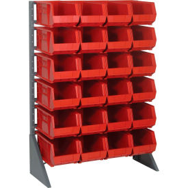 Quantum QRU-12S-240-24 Single Sided 12 Rail Unit With 24 QUS240 Ultra Stack & Hang Bins Red
