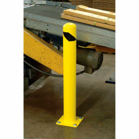 Global Industrial™ Steel Safety Bollard W/Black Hazard Tape 4.5"" D x 42""H
