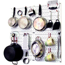Wall Control Kitchen Pegboard Pack Storage & Organization Kit White/Red 32"" X 32"" X 6""