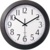 Universal® Whisper Quiet Clock 12"" Overall Diameter Black Case 1 AA